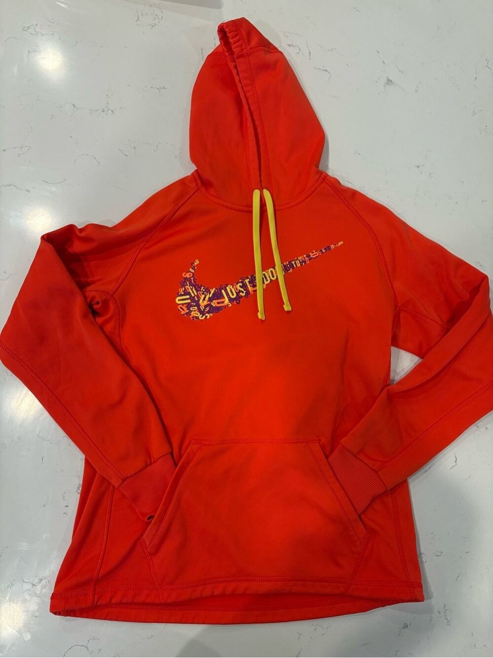Women’s Nike Orange 'Just Do It' Pullover Hoodie-size M
